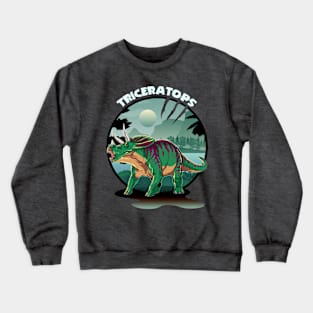 Triceratops Dinosaur Design With Background Crewneck Sweatshirt